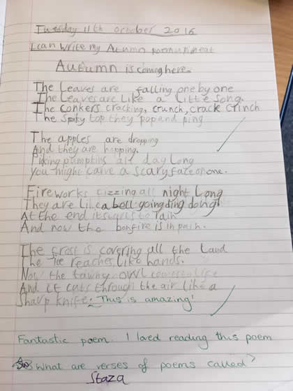 Autumn is Coming Here, a poem by Josh aged 7
