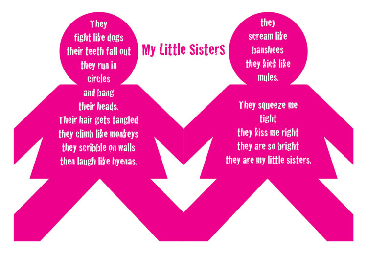 Poems For Sisters. Shape poem about sisters