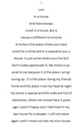 Shape poem in the shape of a house