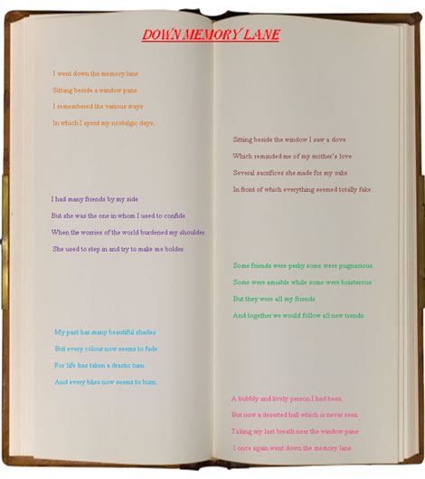 A visual poem entitled Down Memory Lane.