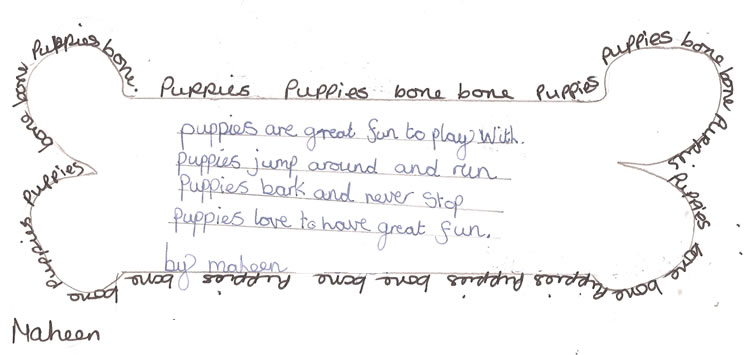 A bone shaped shape poem