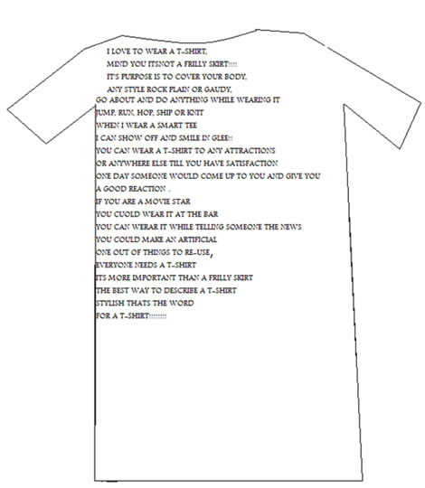 A shape poem in the form of a t-shirt.